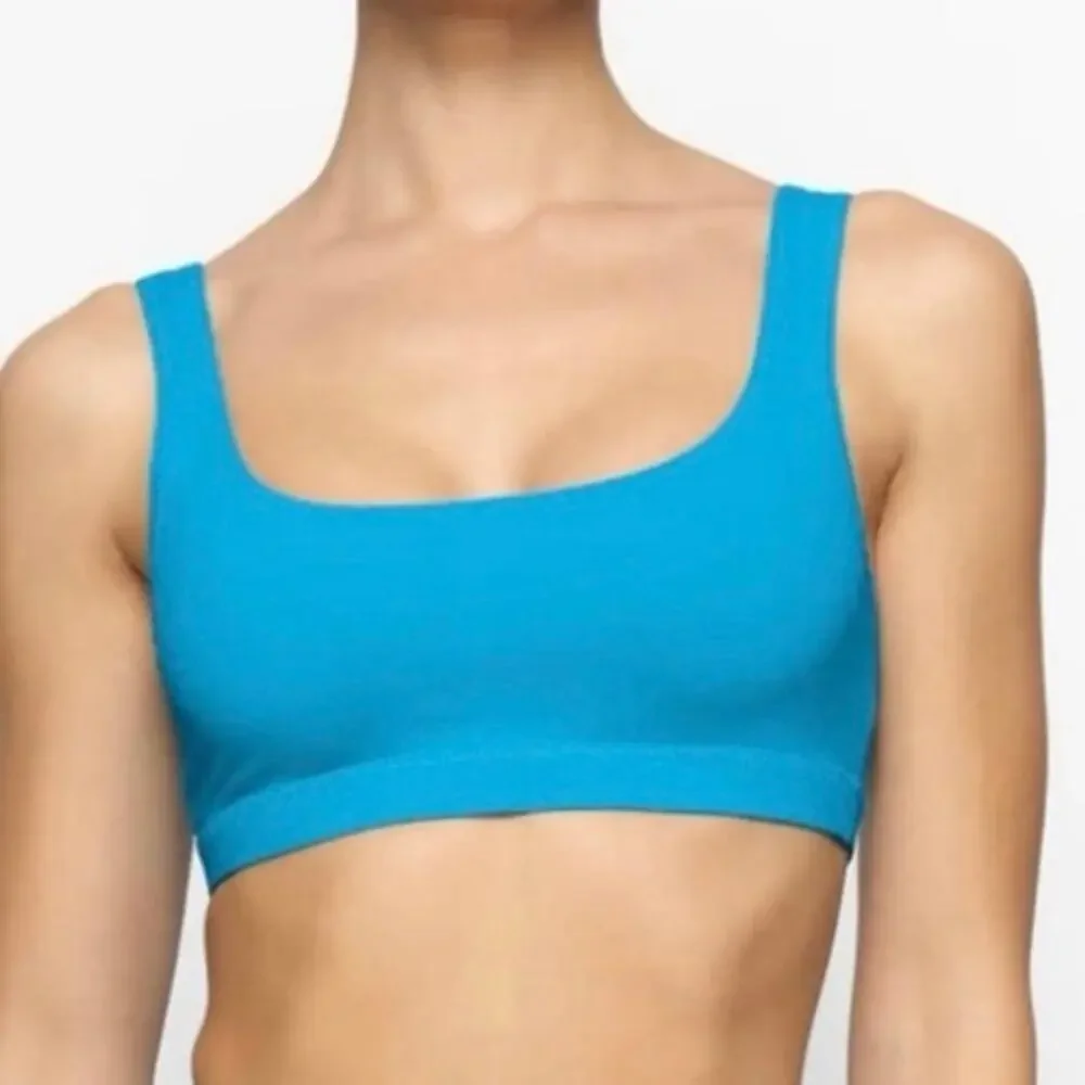 Womens Skims Recycled Swim Tank Bikini Top Only Turquoise Size M EUC!